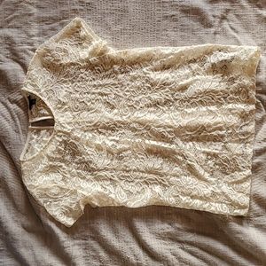 WhoWhatWear off-white Lace Blouse
